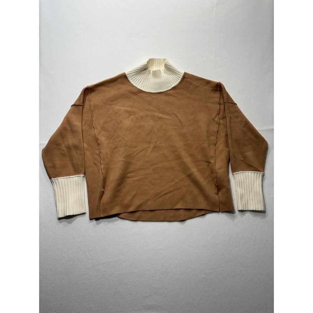 Maeve Sweater Womens Medium Brown Mock Neck Dolman Sleeve Knit Relaxed Pullover